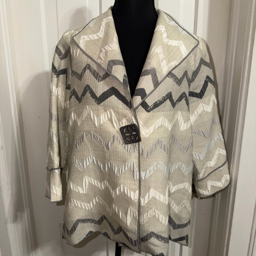 IC‎ COLLECTION by CONNIE Jacket Womens Medium Jacquard Oversized Blazer artsy